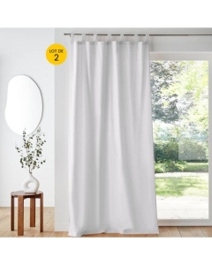 Lot de 2 rideaux unis à passants 140 x 260 cm polyester Essentiel Blanc