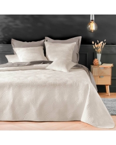 Couvre-lit Velours Uni Solange - 220 x 240 cm - Naturel + 2 housses de coussins 60x60 cm