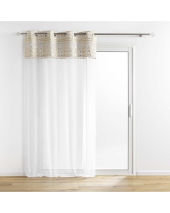 Voilage a oeillets 140 x 240 cm voile sablé + pompon Sundore