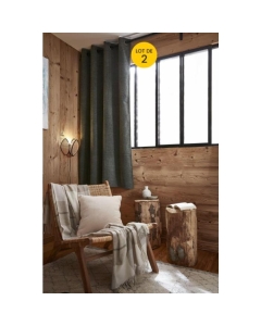Lot de 2 rideaux petite hauteur 140 x 180 cm occultant doublé polaire Bjorn Romarin
