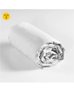Lot de 2 draps housse king size 180 x 200 cm coton 57 fils Blanc
