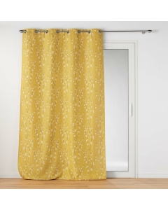 Rideau grande hauteur 140 x 280 cm polyester imprime appliqué Sakura Jaune