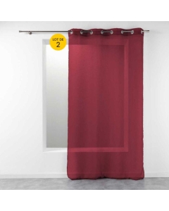 Lot de 2 voilages uni 140 x 240 cm étamine Telma Bordeaux