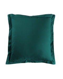 Taie d'oreiller 63 x 63 cm uni 57 fils lina  +point bourdon Emeraude