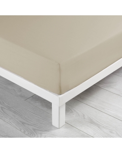Drap housse 2 personnes 160 x 200 x 30 cm Linette coton lavé  57 fils Beige