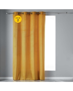 Lot de 2 Rideaux tamisant 140 x 240 cm velours doux Velvetine Jaune