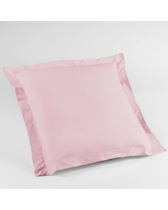 Taie d'oreiller volant plat 63x63 cm uni 57 fils lina  +point bourdon Rose clair