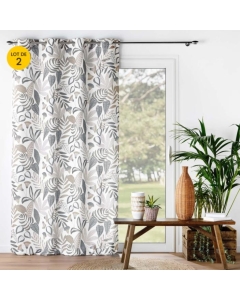 Lot de 2 rideaux a oeillets 140 x 260 cm polyester imprimé Tilda Blanc