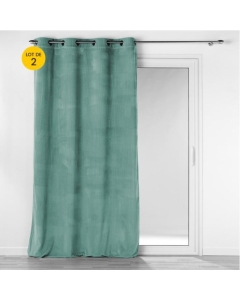 Lot de 2 Rideaux à oeillets 140 x 260 cm velours côtelé Casual Sauge