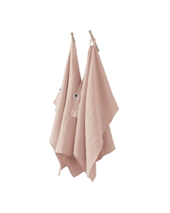 Lot de 2 essuie-mains gaze de coton 50 x 70 cm guimauve Rose