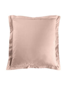Taie d'oreiller 63 x 63 cm uni 57 fils lina  +point bourdon Rose
