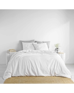 Housse de couette 260 x 240 cm coton lavé 57 fils Linette Blanc