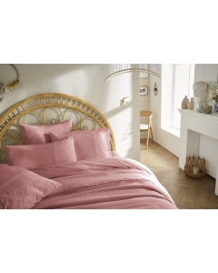 Housse de couette 57 fils 240 x 220 cm jeanne rose boisé Vieux rose