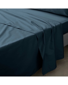 Drap plat 2 pers. 240 x 300 cm percale de coton 78 fils Bleu nuit