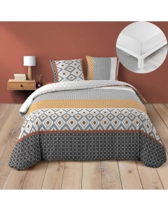Pack parure de couette 240 x 220 cm Arsene + DH 140x190 cm Blanc