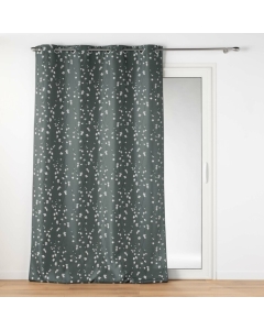 Rideau a oeillets 140 x 260 cm polyester imprime appliqué Sakura Anthracite