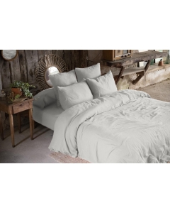 Pack double gaze de coton housse de couette 240 x 220 cm + 2 taies d'oreiller 60 x 60 gris Gris