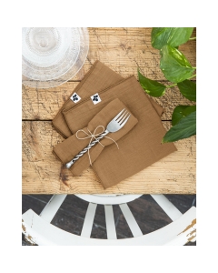 Lot de 3 serviettes gaze de coton 40 x 40 cm gaia camel Marron