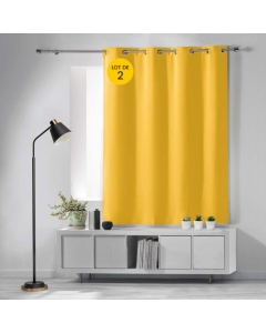 Lot de 2 rideaux occultant petite hauteur 135 x 180 cm occult Miel