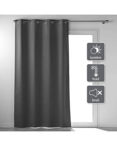 Rideau a oeillets 135 x 260 cm 100% occultant thermique uni occultissime Anthracite