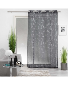 Voilage a oeillets 140 x 240 cm imprimé métallisé Artyline Anthracite/argent