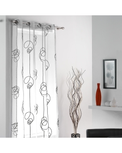 Panneau a oeillets 140 x 240 cm voile imprime transfert looping Blanc/Noir