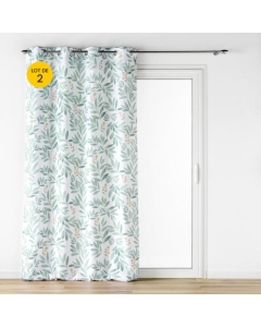 Lot de 2 Rideaux à Œillets - Tendance Biovana Vert - 140 x 260 cm