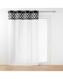 Voilage a oeillets 140 x 240 cm voile tisse brodé Kasita Noir