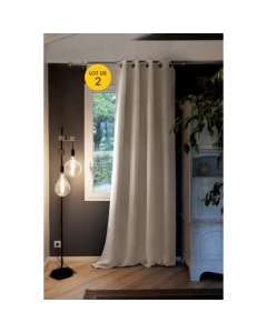 Lot de 2 Rideaux grande hauteur occultant + isolant phonique polaire L140 x H280 cm Inuit Naturel