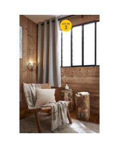 Lot de 2 rideaux petite hauteur 140 x 180 cm occultant doublé polaire Bjorn Beige