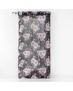 Panneau a oeillets 140 x 280 cm voile sable imprime velvet flower Noir