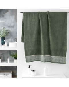 Drap de bain 90 x 150 cm éponge unie jacquard Belina Kaki