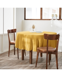 Nappe ronde (0) 180 cm gaze de coton unie gaïa safran Jaune