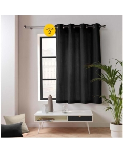 Lot de 2 rideaux petite hauteur 135 x 180 cm coton/polyester recyclé Twily Noir