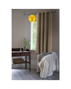 Lot de 2 Rideaux luxe occultant + isolant phonique polaire L140 x H180 cm Inuit Beige