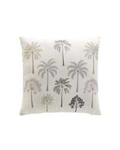 Coussin déhoussable 45 x 45 cm – Polyester/Lin imprimé Palméa Vert