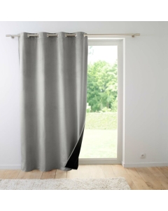 Rideau a oeillets 140 x 260 cm isolant/velours relief polarchic Gris