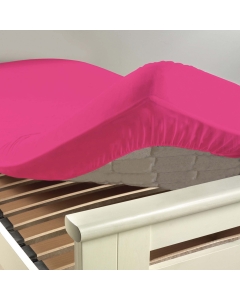 Drap housse 1 personne 90 x 190 cm uni 57 fils lina Bois de rose