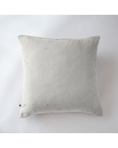 Taie d'oreiller gaze de coton brodée fil or 60 x 60 cm Gaia Chic Gris