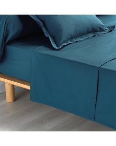 Drap plat 2 personnes 240 x 300 cm percale uni 78 fils percaline  +p bourdon Bleu