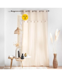 Lot de 2 Rideaux a oeillets 140 x 240 cm coton + haut métallisé Izigold