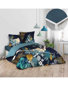 Pack parure de couette 240 x 220 cm Mistic + drap housse 140 x 190 x 30 Bleu