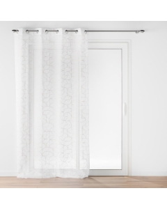 Voilage a oeillets 140 x 240 cm voile sable imprime metallise louxor Blanc