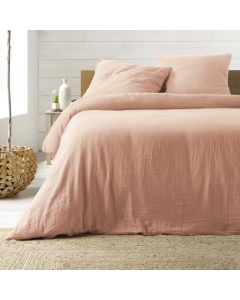 Parure de lit 260 x 240 cm double gaze coton uni 57 fils Angelia Rose