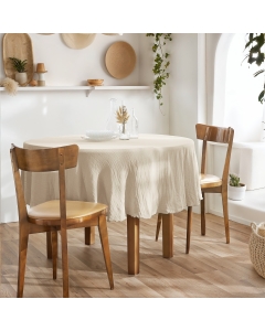 Nappe ronde (0) 180 cm gaze de coton unie gaïa pampa Naturel