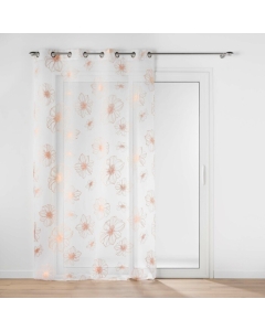 Voilage a oeillets 140 x 240 cm voile sablé  imprimé metallisé Joyce Or rose