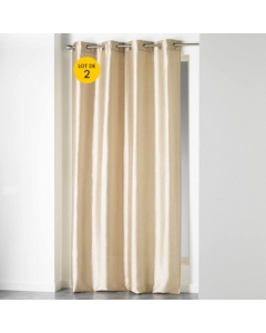 Lot de 2 Rideaux shantung brillant 140 x 240 cm Shana Beige
