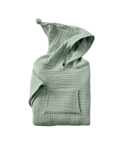 poncho enfant mixte 6/10 ans gaze de coton unie gaïa eucalyptus