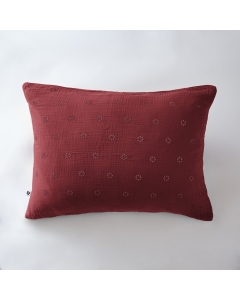Taie d'oreiller brodée en gaze de coton 50 x 70 cm Gaïa Boho Bordeaux