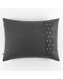 Taie d'oreille brodée 100% coton luxe 57 fils 50 x 70 cm Agathe Anthracite